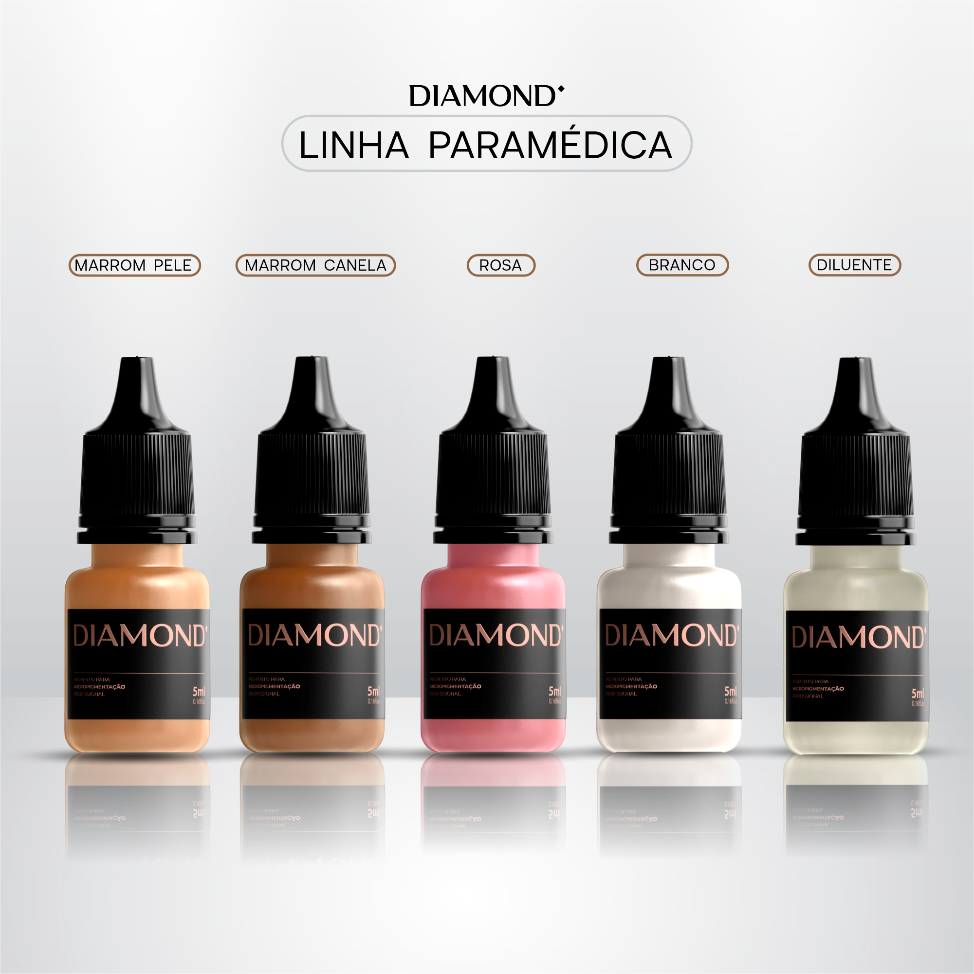 Kit 4 Pigmentos Paramédica + 1 Diluente